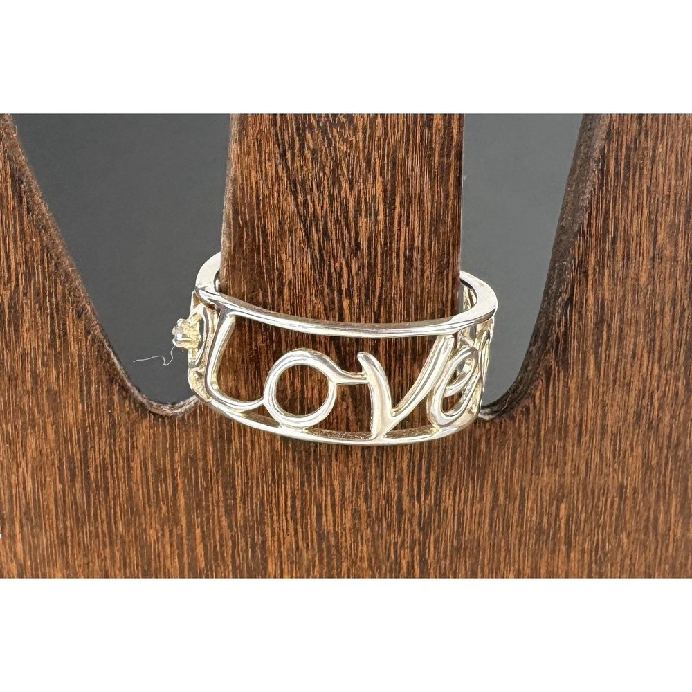 Vintage 925 Sterling Silver Celtic Love Amore Open Band Ring, Size 8 1/4
